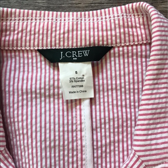 J. Crew Pink and White Seersucker Blazer Size 8 - Picture 4 of 7